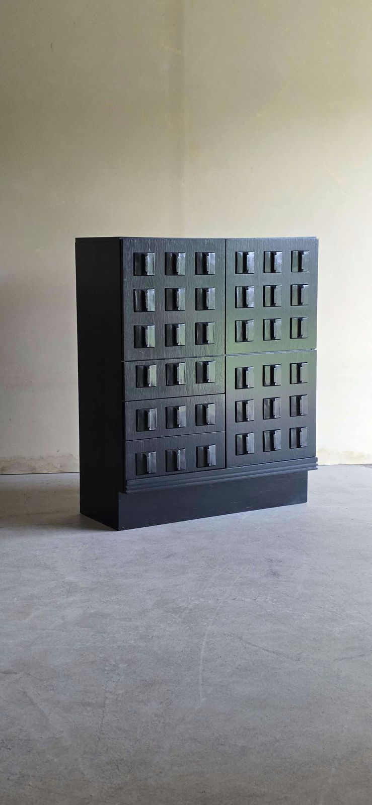 Black Belgian Brutalist Cupboard, 1970s photo furniture