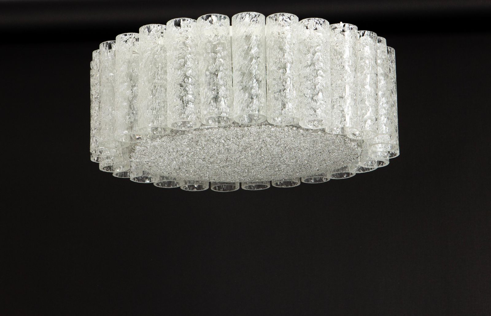 Pair Of Stunning Murano Glass Tubes Flushmount By Doria, Germany, 1960s photo vinterior
