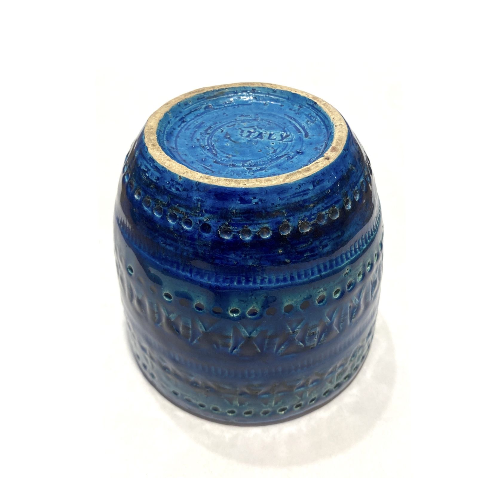 Bitossi Rimini Blu Planter van Aldo Londi, Mid-Century Modern Italiaans blauw aardewerk photo for sale