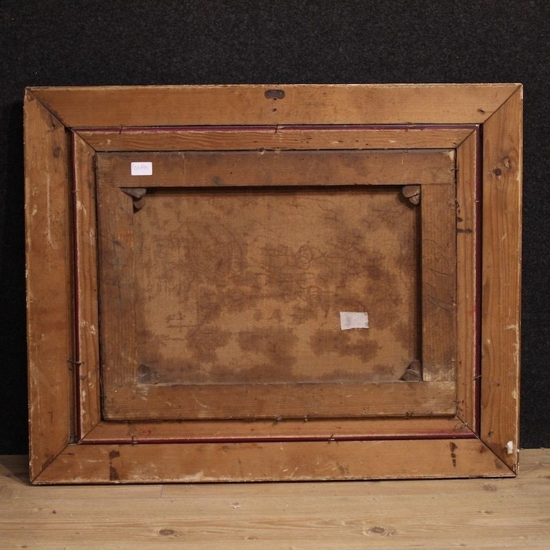 photo furniture Paysage italien avec voyageurs, huile sur toile datée 1845