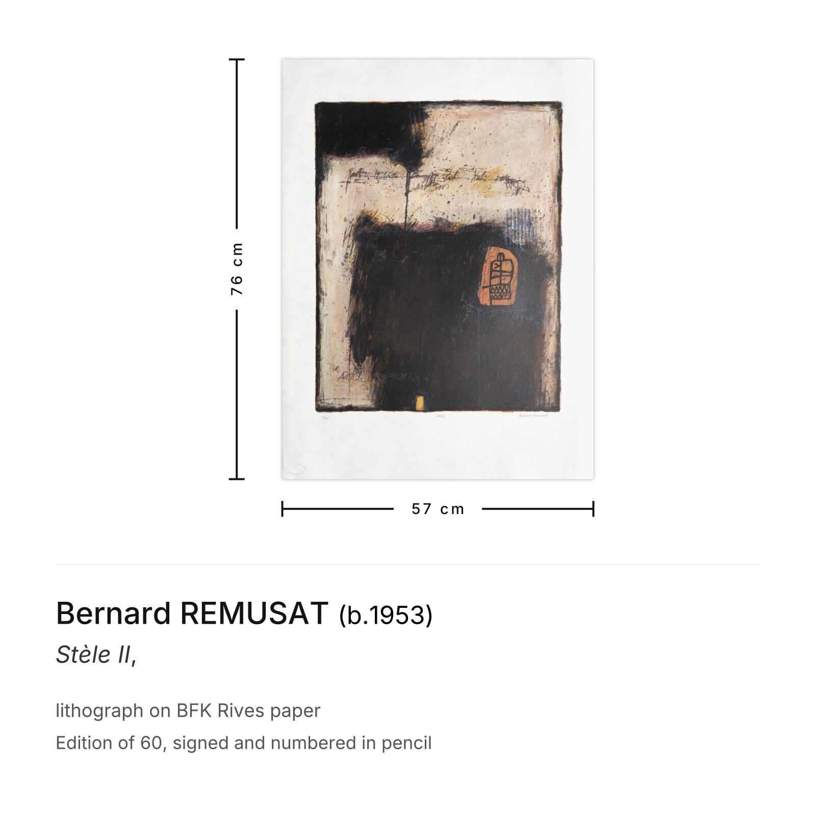 Bernard Remusat Gesigneerde Lithografie Stèle II photo furniture