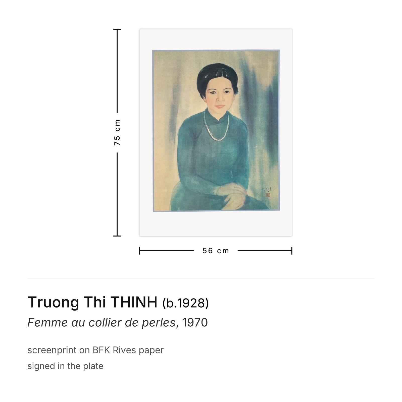 Truong Thi Thinh Screenprint Femme Au Collier De Perles 1970 photo furniture