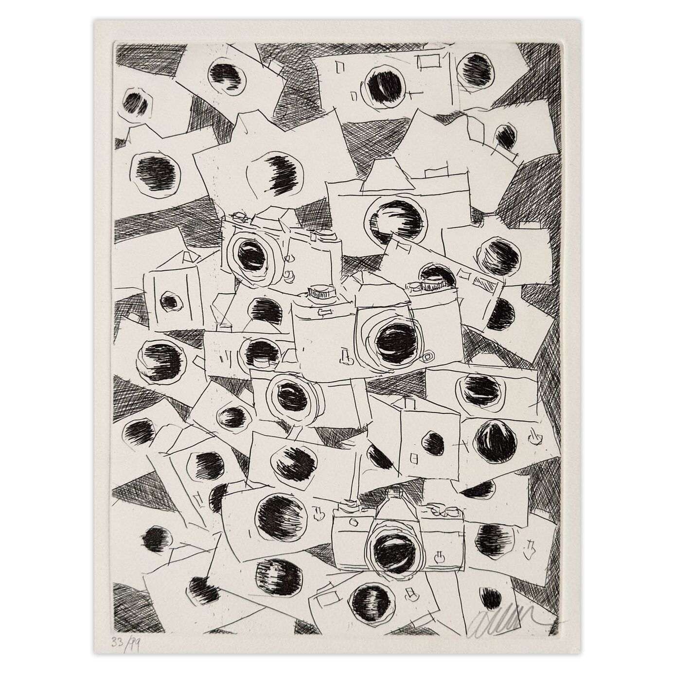 Fernandez Arman Gesigneerde Ets Accumulation D'appareils Photo 1989