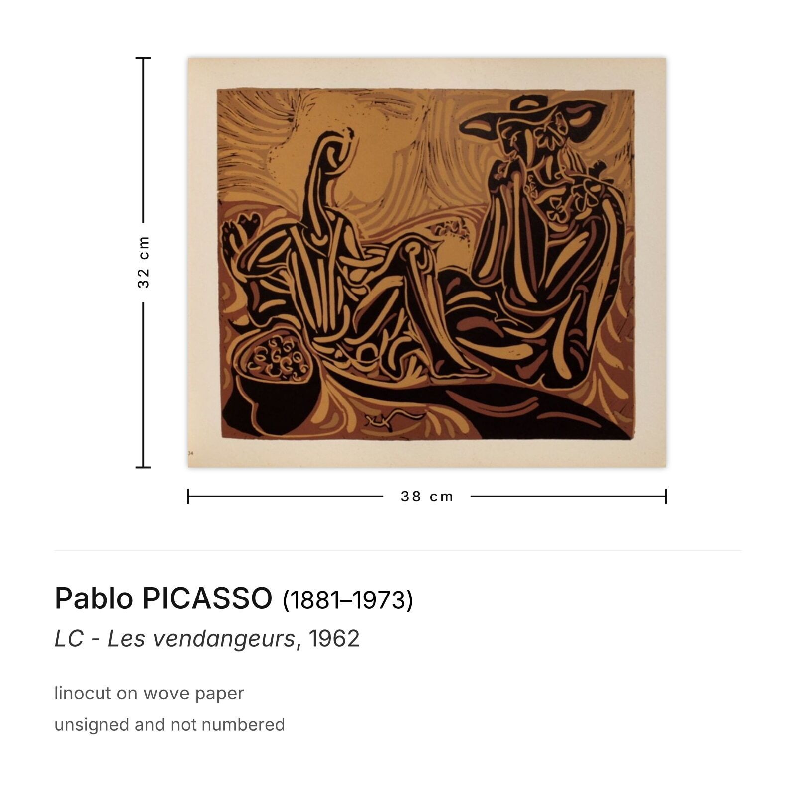 Pablo Picasso Linocut Lc   Les Vendangeurs 1962 photo furniture