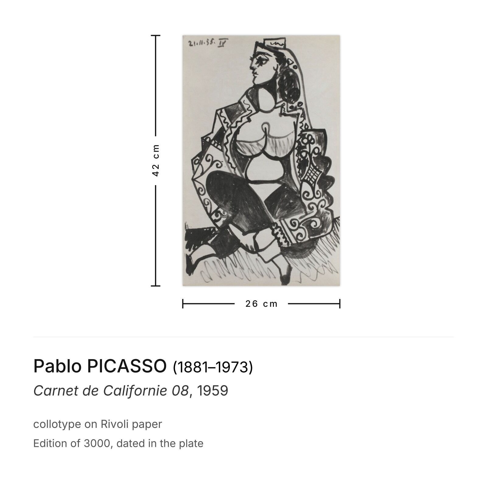 Pablo Picasso Collotype Carnet De Californie 08 1959 photo furniture