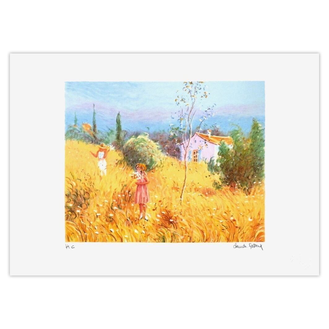 Claude Fossoux Gesigneerde Lithografie Cueillette Des Fleurs I 1990