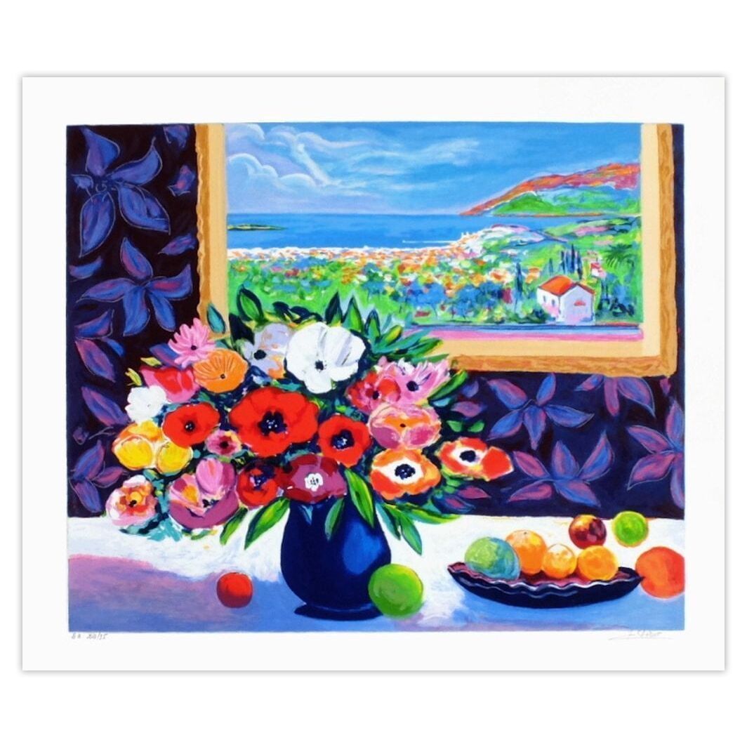 Jean Claude Picot Gesigneerde Zeefdruk Interieur Fleurs De Printemps 1995