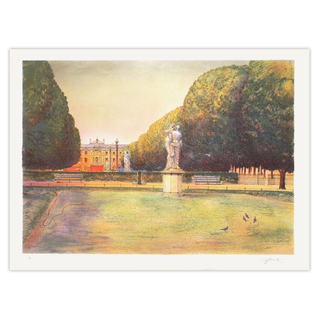 Rolf Rafflewski Signed Lithograph Paris   Le Jardin De L'observatoire 1980