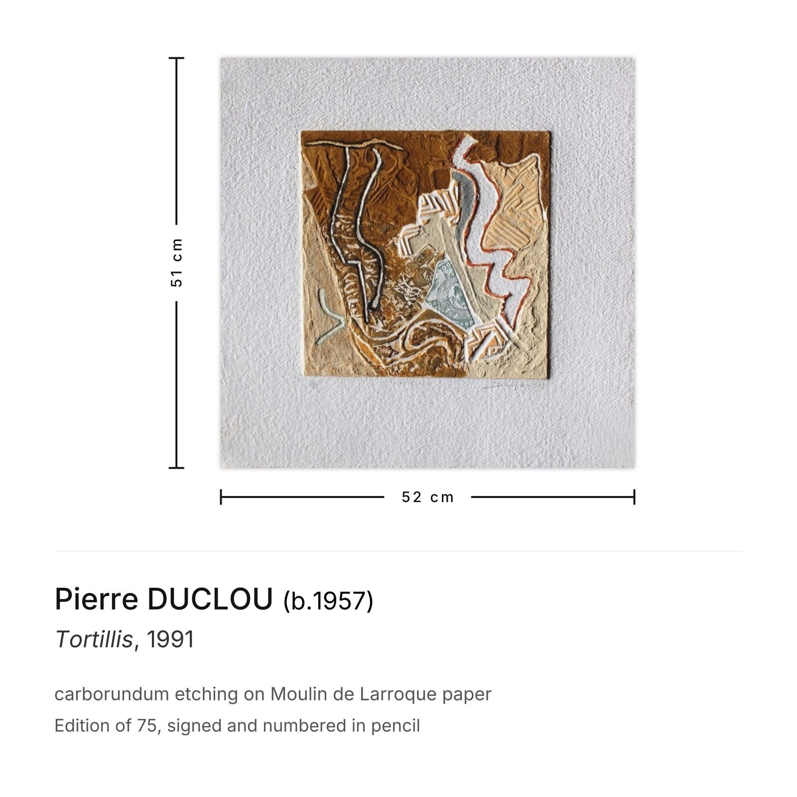 Pierre Duclou Gesigneerde Carborundum Ets Tortillis 1991 photo furniture