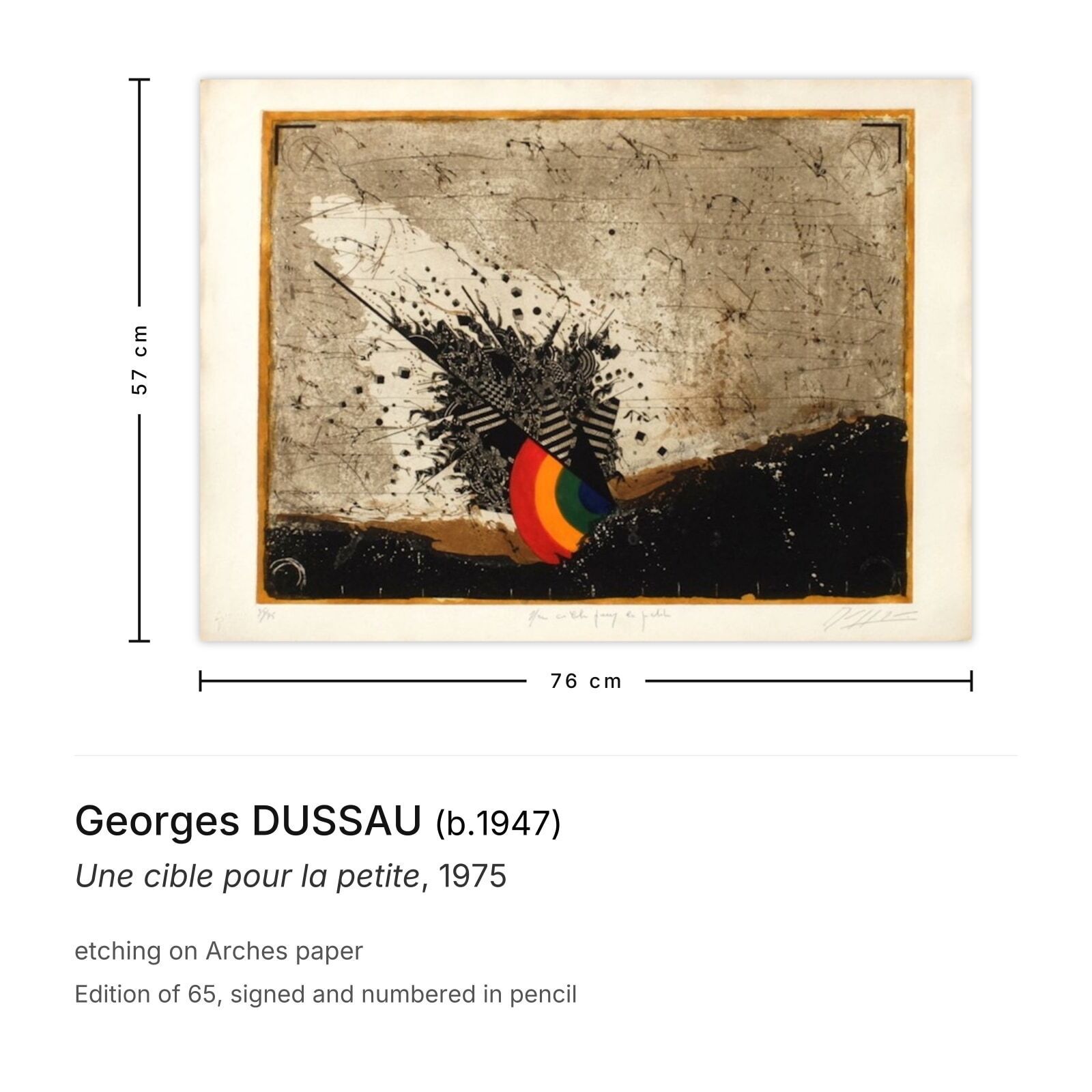 Georges Dussau Gesigneerde Ets Une Cible Pour La Petite 1975 photo furniture