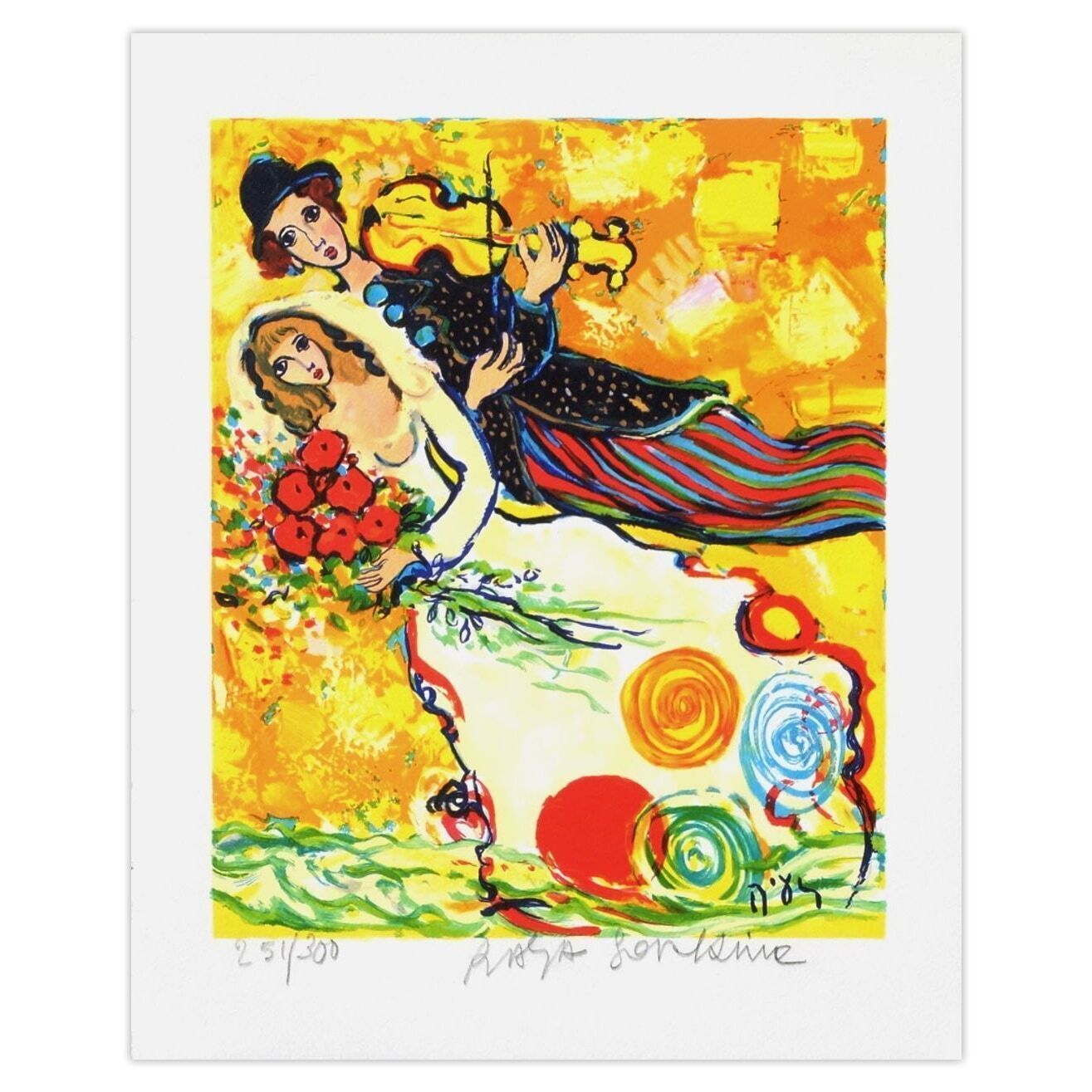 Raya Sorkine gesigneerde lithografie Chanson Jaune 2009