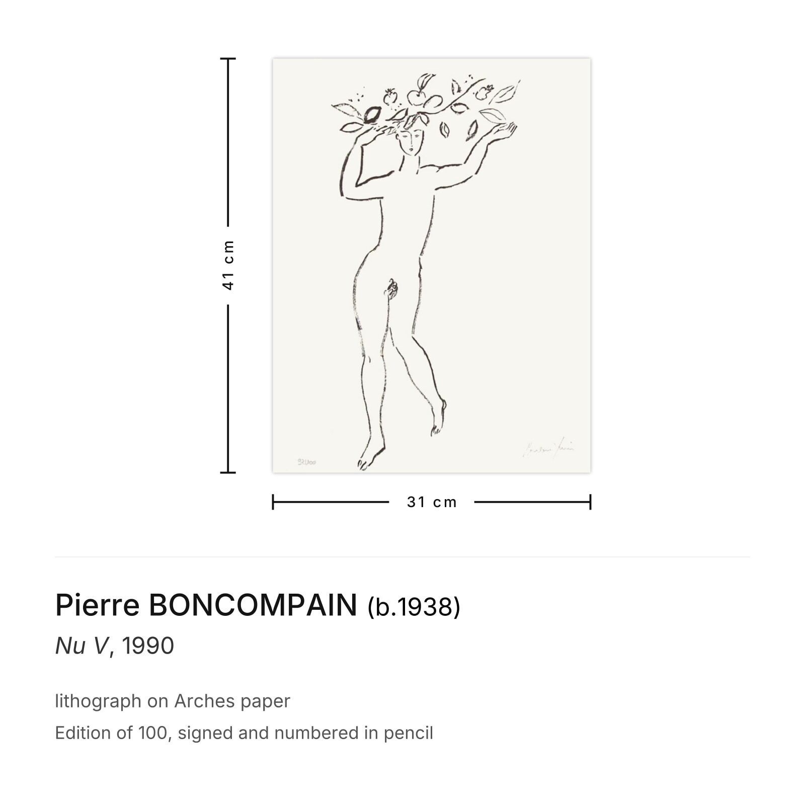 Pierre Boncompain Gesigneerde Lithografie Nu V 1990 photo furniture