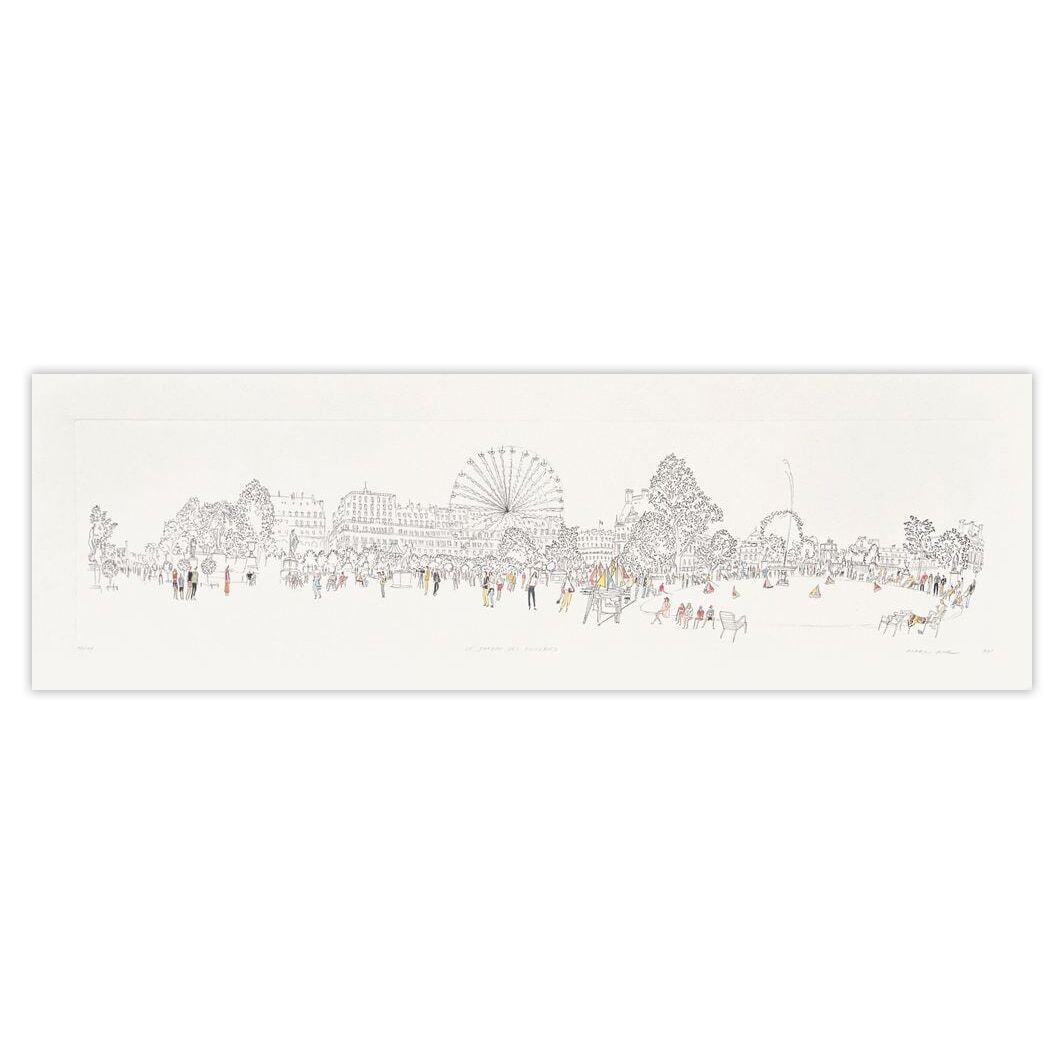 Marc Ahr Gesigneerde Ets Le Jardin Des Tuileries à Paris 1999