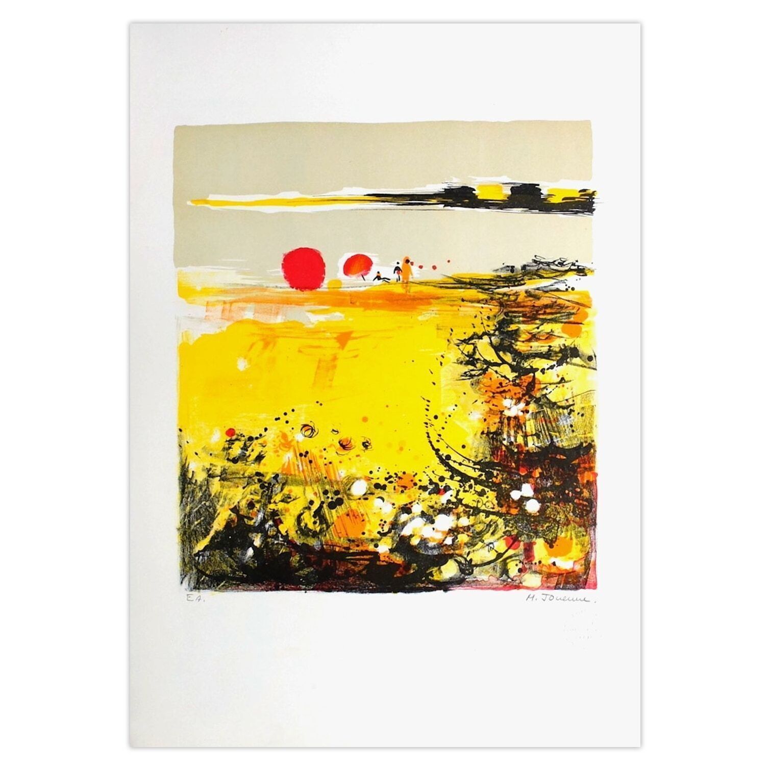 Michel Jouenne Gesigneerde Lithografie Bord De Mer 1970