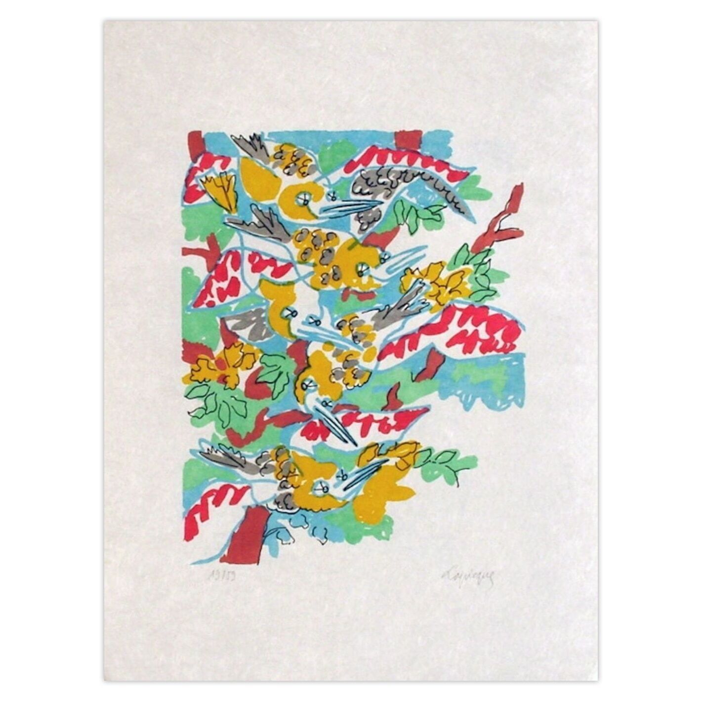 Charles Lapicque Gesigneerde Lithografie B   Le Chant Des Oiseaux II 1959