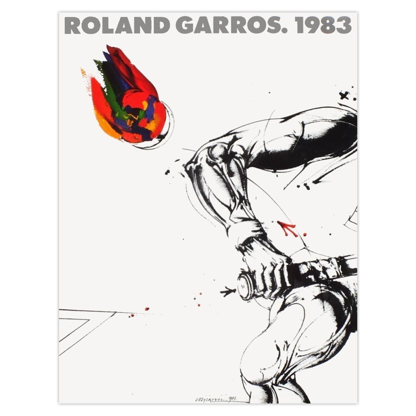 Affiches Officielles Roland Garros Poster 1983 Vladimir Velickovic 1982
