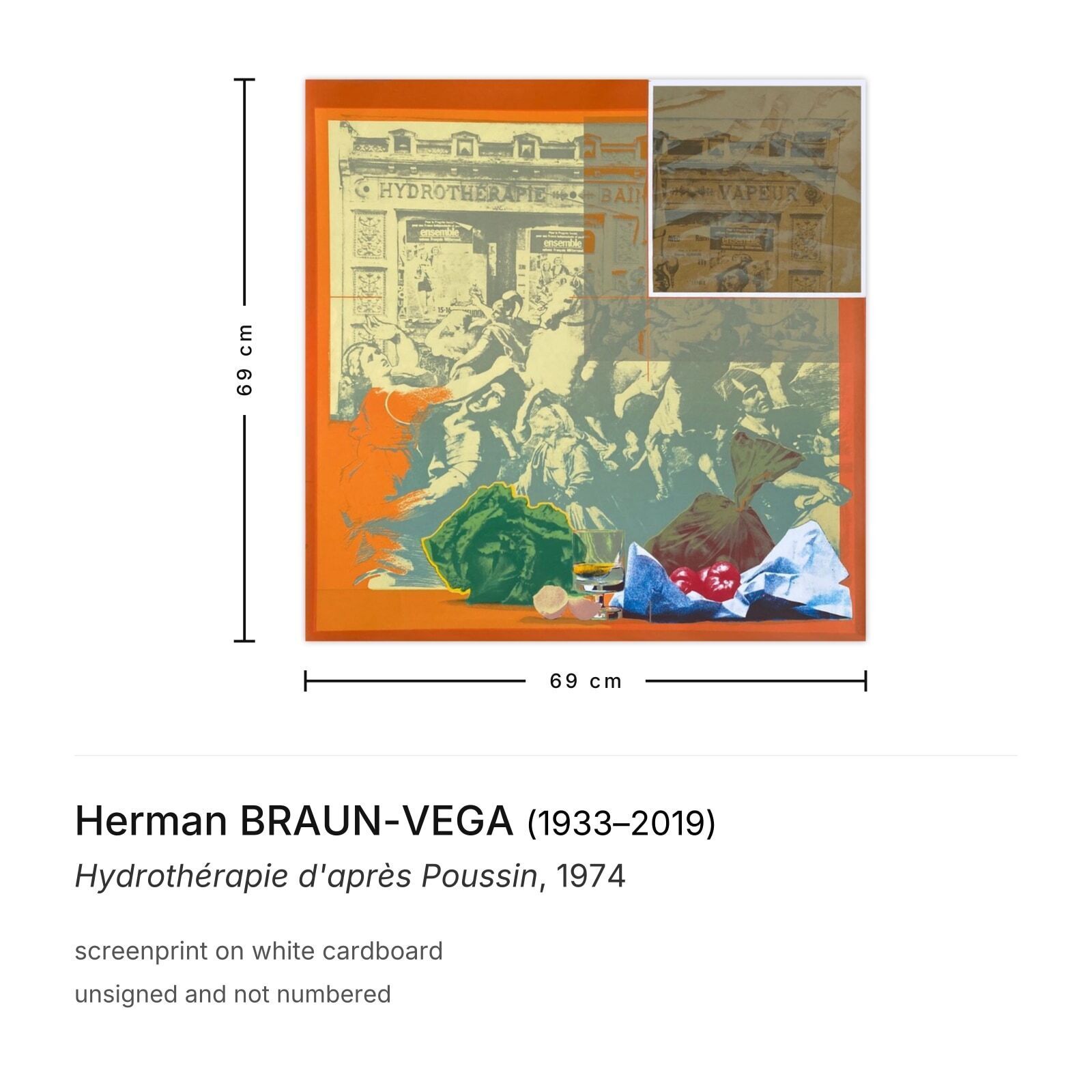 Herman Braun Vega Zeefdruk Hydrothérapie D'après Poussin 1974 photo furniture