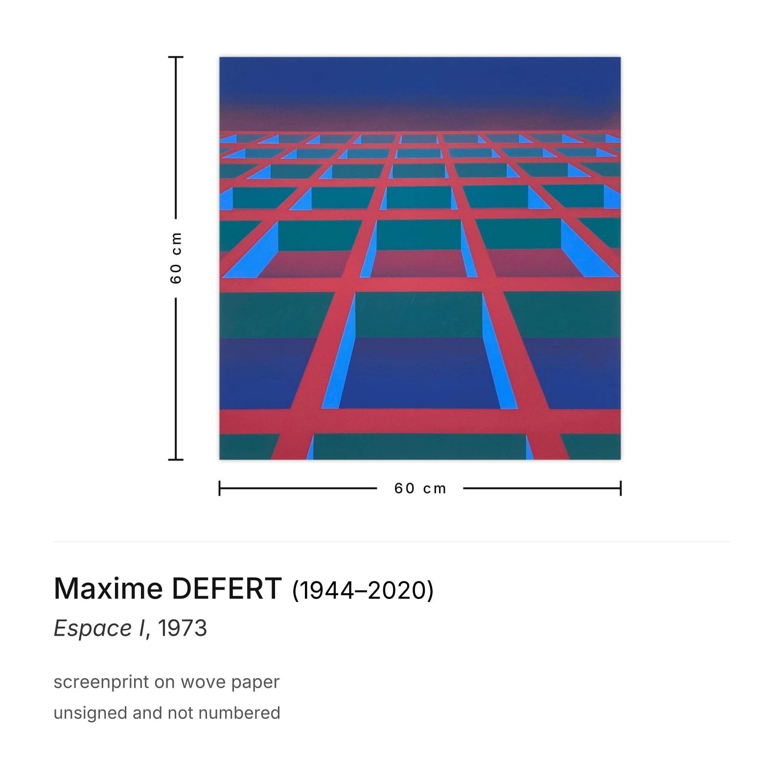 Maxime Defert zeefdruk Espace I 1973 photo furniture