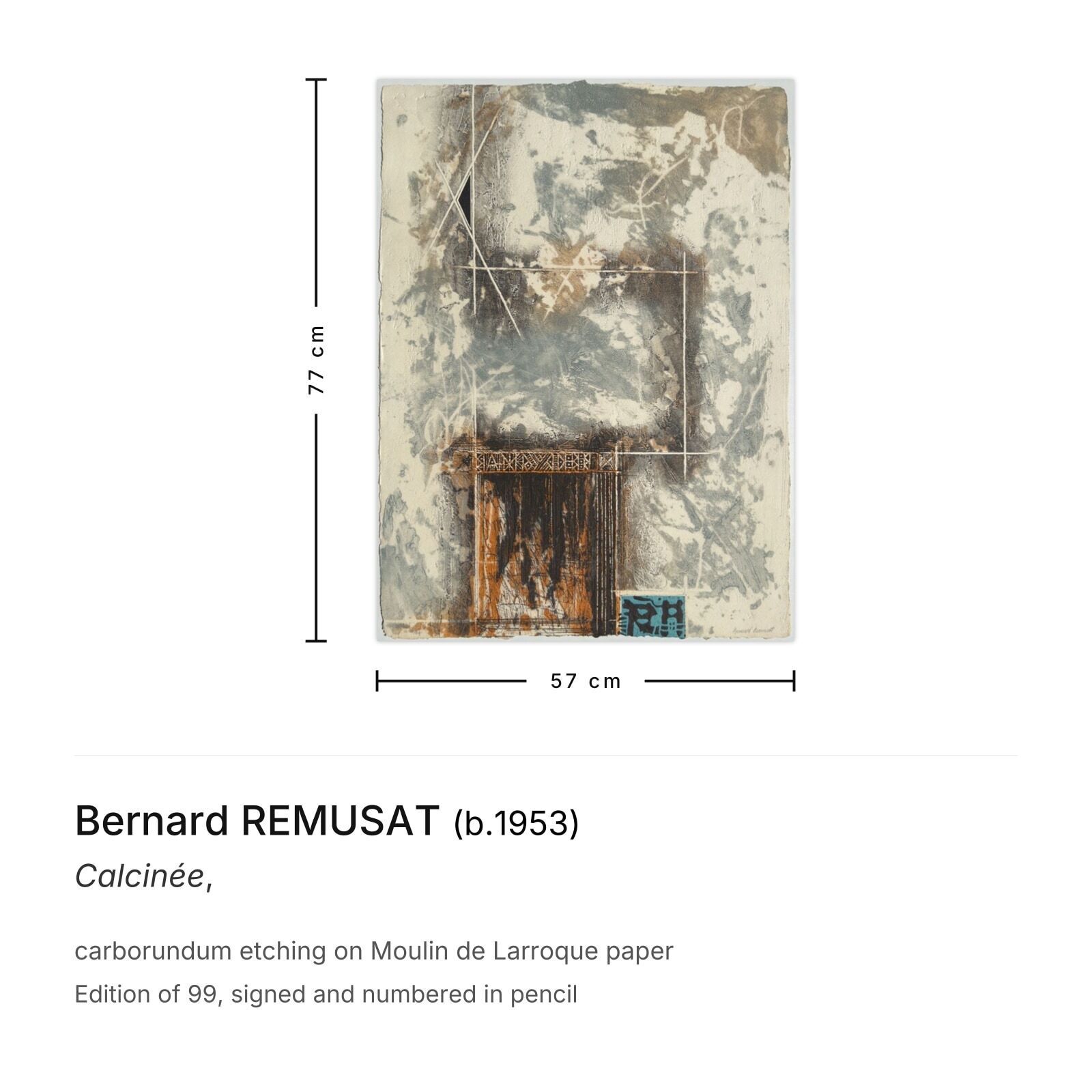 Bernard Remusat Gesigneerde Carborundum Ets Calcinée photo furniture
