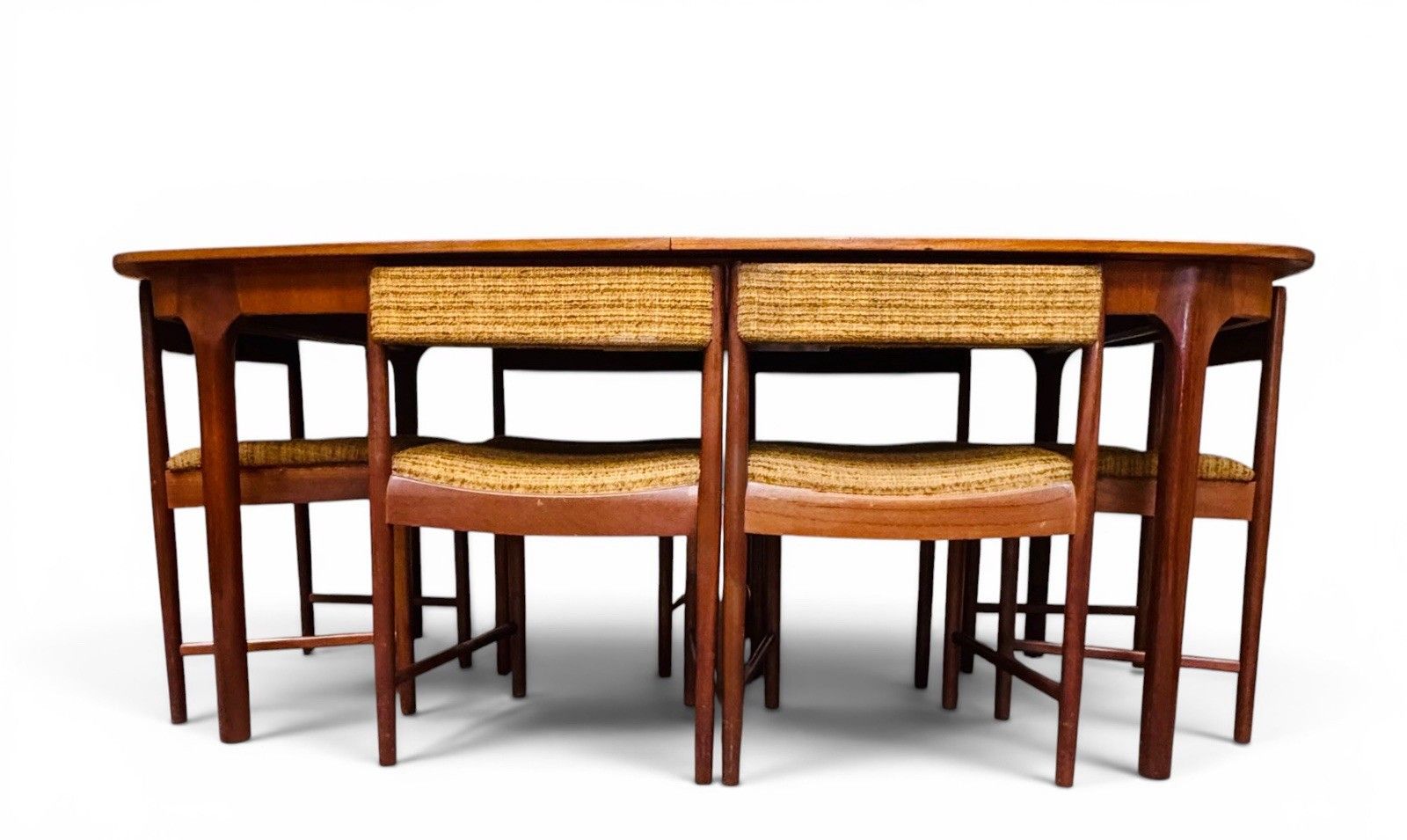 McIntosh Teak Oval Dining Table And Matching Six Dining Chairs Space Saver Rare