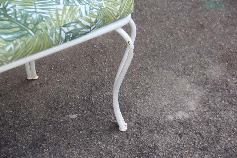 White Garden Sofa Mid Century Worked Shaped Green Metal Cushion 1950s photo Garden Furniture