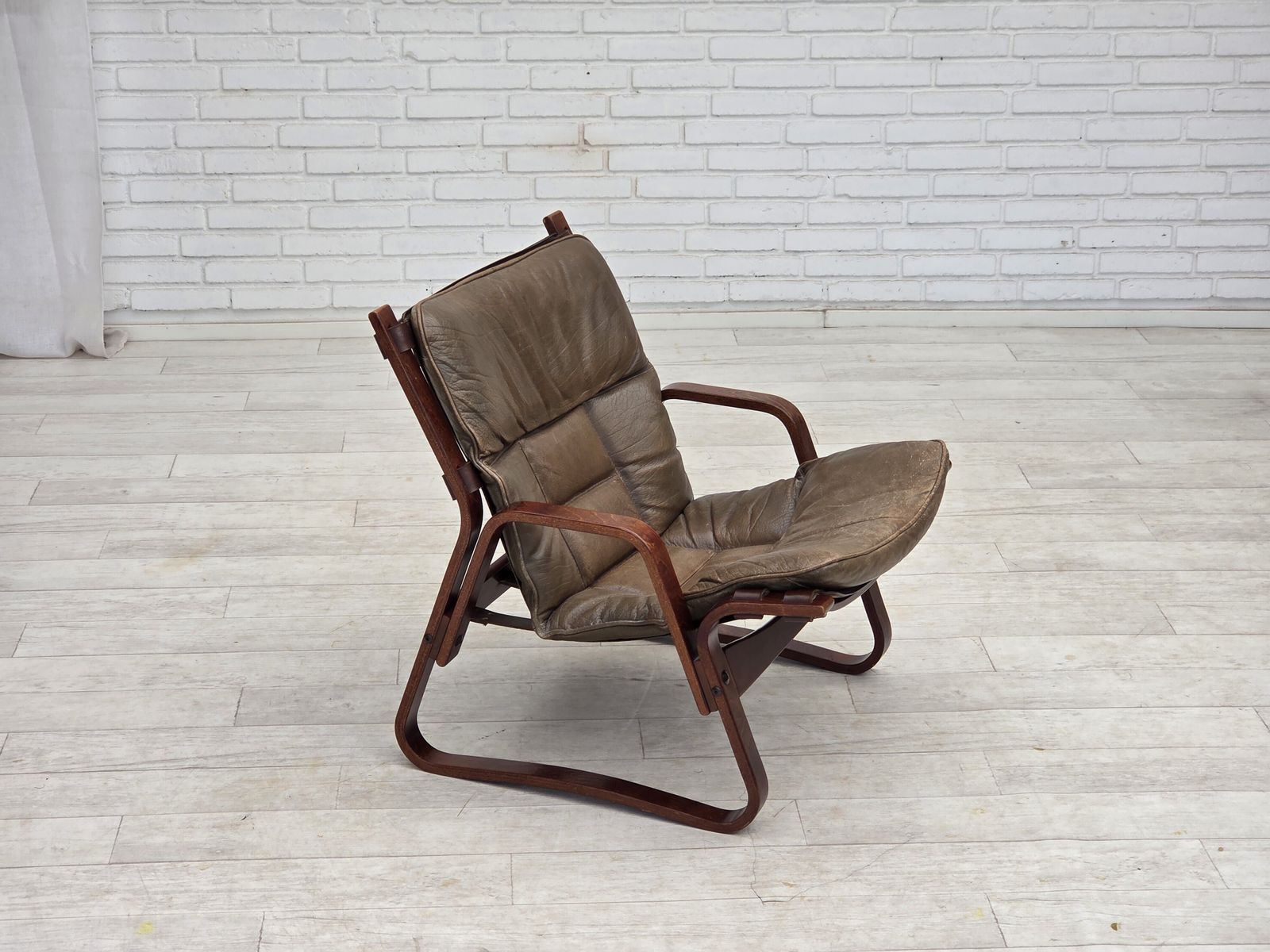 1970s, Norwegian Lounge Chair, Brown Furniture Leather. photo for sale