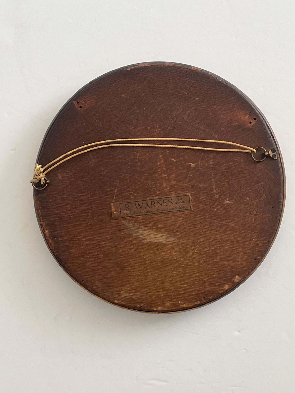 Woonaccessoires Ronde Convexe Wandspiegel, Houten Lijst Blauw en Verguld, Fijn Detail, Begin 20e Eeuw photo