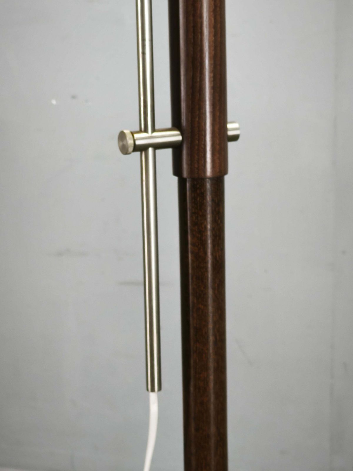 1970s German Adjustable Oak And Metal Floor Lamp With Handmade Paper Shade photo buy