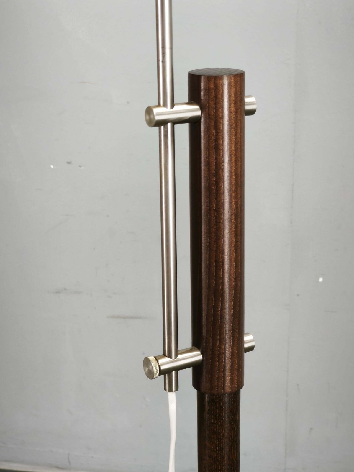 Lighting 1970s German Adjustable Oak And Metal Floor Lamp With Handmade Paper Shade photo