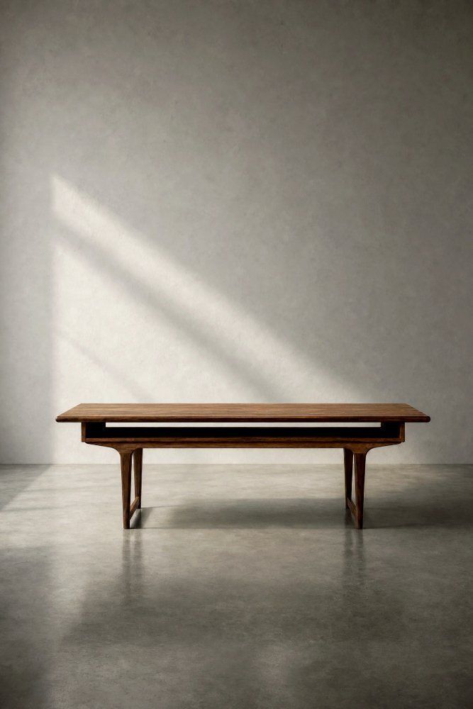 2157.0 Mid-Century Modern Deense rozenhout salontafel met schap, jaren 1960 photo