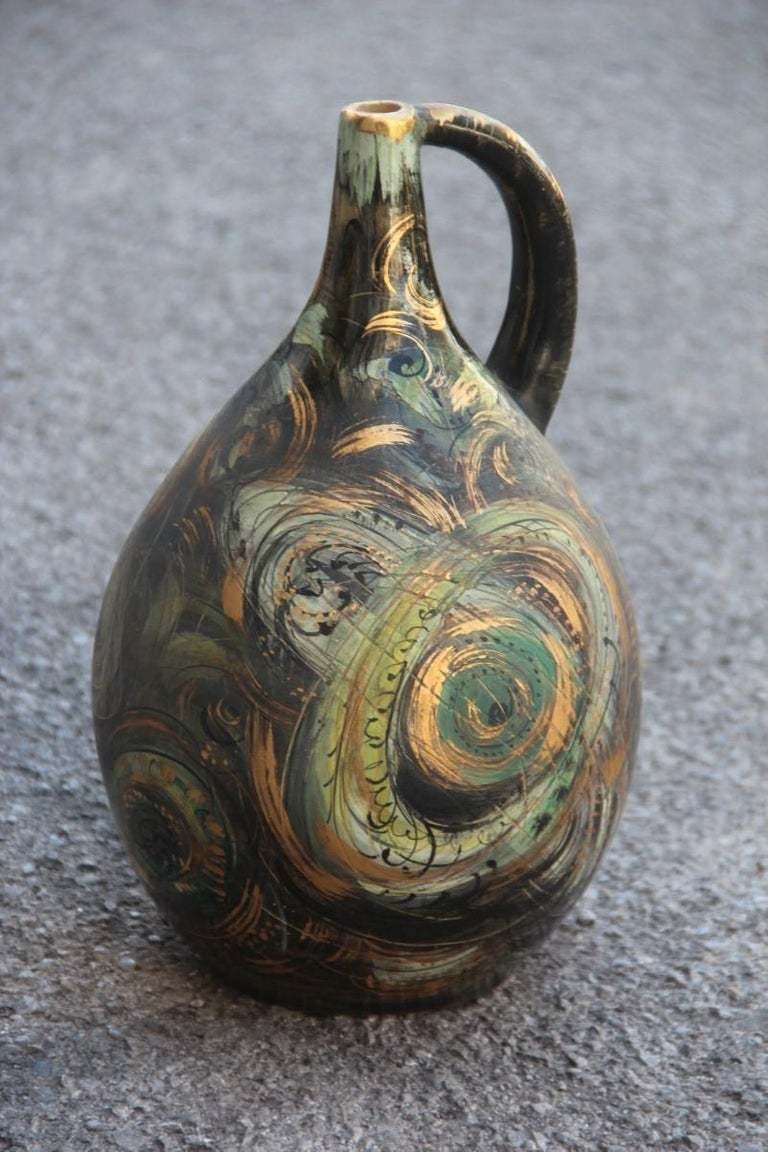 Vase Art Pottery Torido Mazzotti Albisola 1950s Gold Green Orange Futurist photo buy