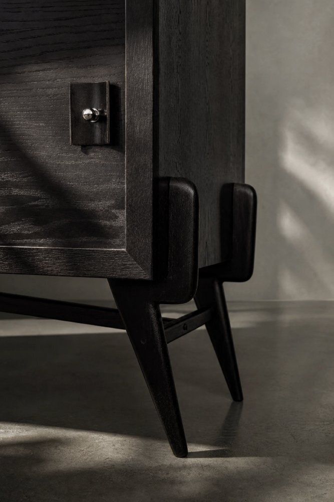 Mid Century Modern Scandinavian Dark Oak Sideboard With Wooden And Metal Handles, 1960s photo for sale