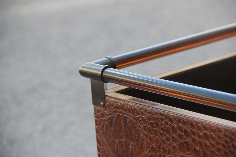 Crocodile Bar Portable Italian Design 1970s Brass Lucite Brown Magazine Rack photo buy