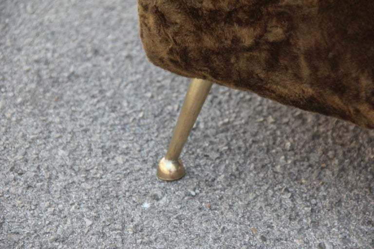 photo for sale Green Bedroom Chair With Brass Feet Midcentury Italian Design Chenille Minotti