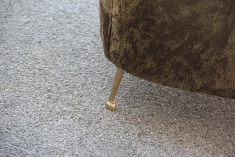 photo vintage Green Bedroom Chair With Brass Feet Midcentury Italian Design Chenille Minotti