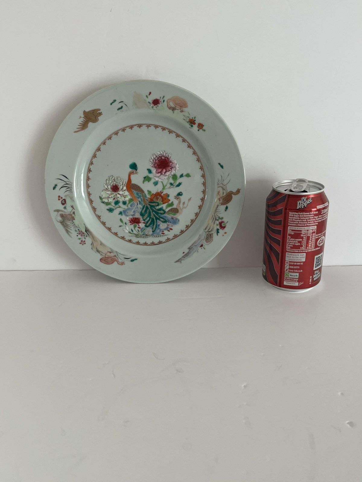 Home Decor Hand Painted Chinese Porcelain Plate With Peacocks, Qing Yongzheng, Circa 1730 photo