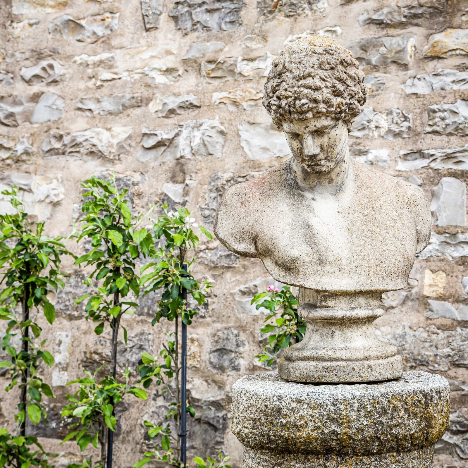 Buste van de Capitolijnse Antinous / Hermes in gegoten steen, eind 20e eeuw photo for sale