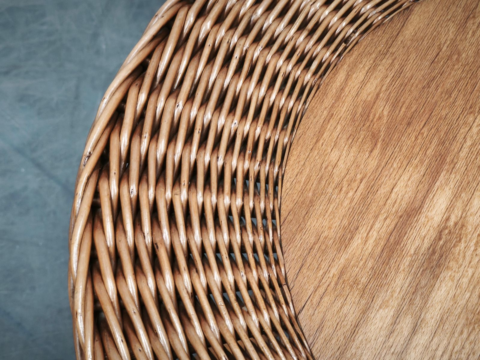 Jan Kalous Rattan And Beech Side Table, Czechoslovakia, 1970s photo buy