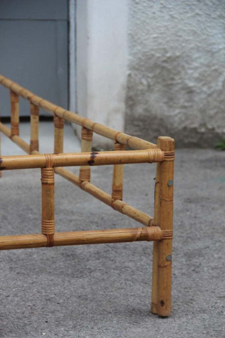 Midcentury Bed In Bamboo And Vienna Straw Italian Design 1950s photo furniture