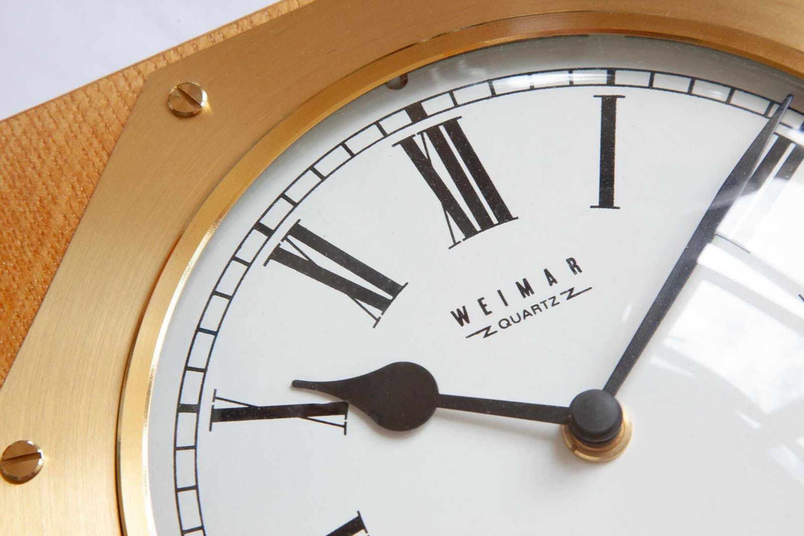 Nos Weimar Wall Clock Eastern Germany Mid Century Modernism Danish 1970s Brass Maritime Gdr photo for sale