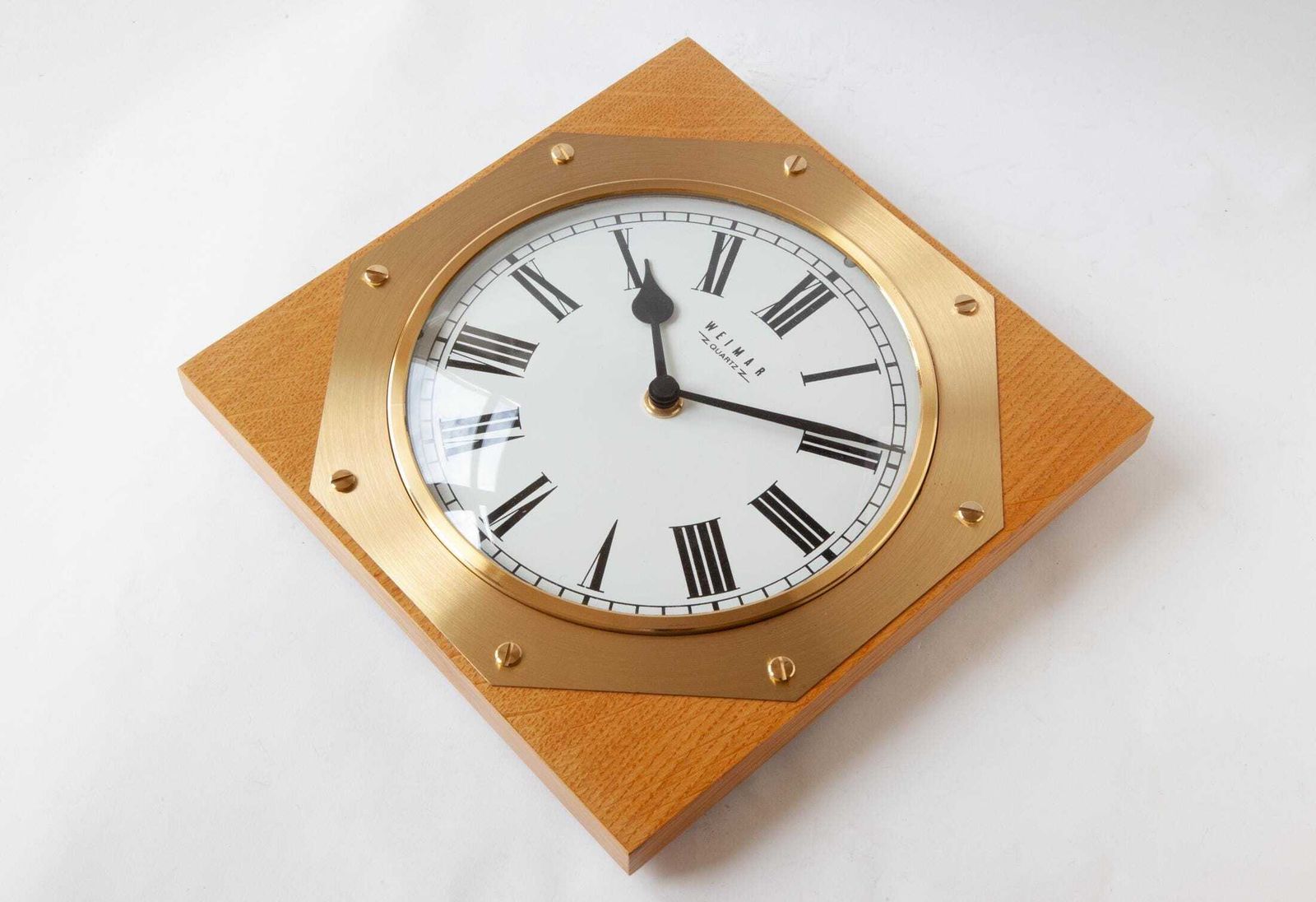 Nos Weimar Wall Clock Eastern Germany Mid Century Modernism Danish 1970s Brass Maritime Gdr photo 224.0