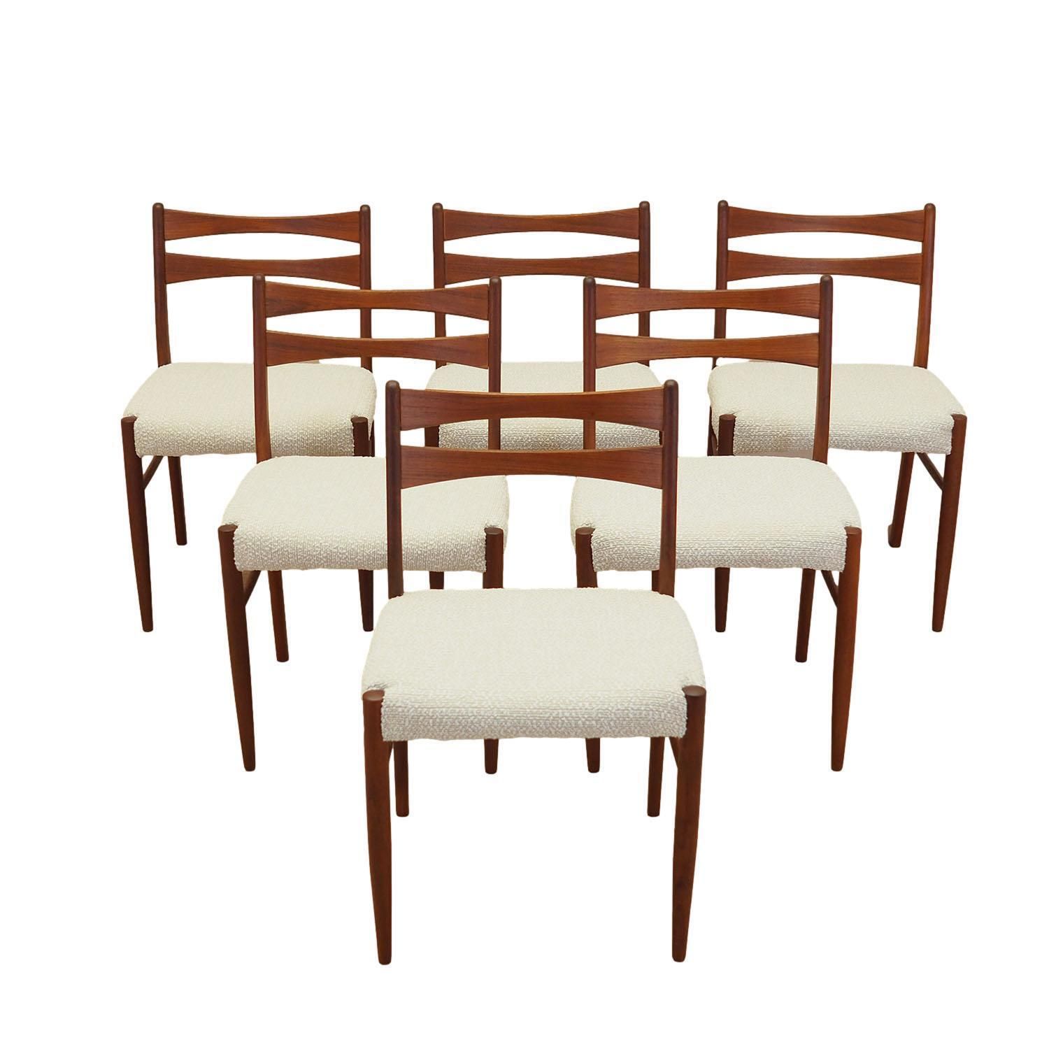 Set van zes teakhouten stoelen, Deens design, jaren 1960, gemaakt in Denemarken