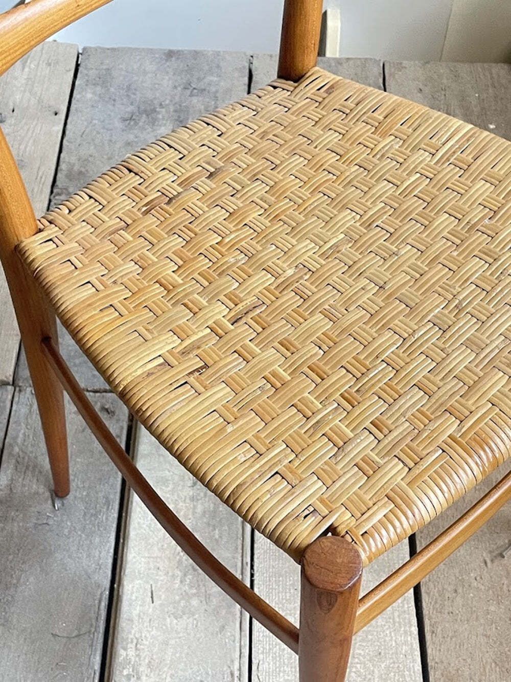 Pair Of Mid Century Woven Seat Dining Chairs By G.B. Marangoni, Italy 1950s photo buy