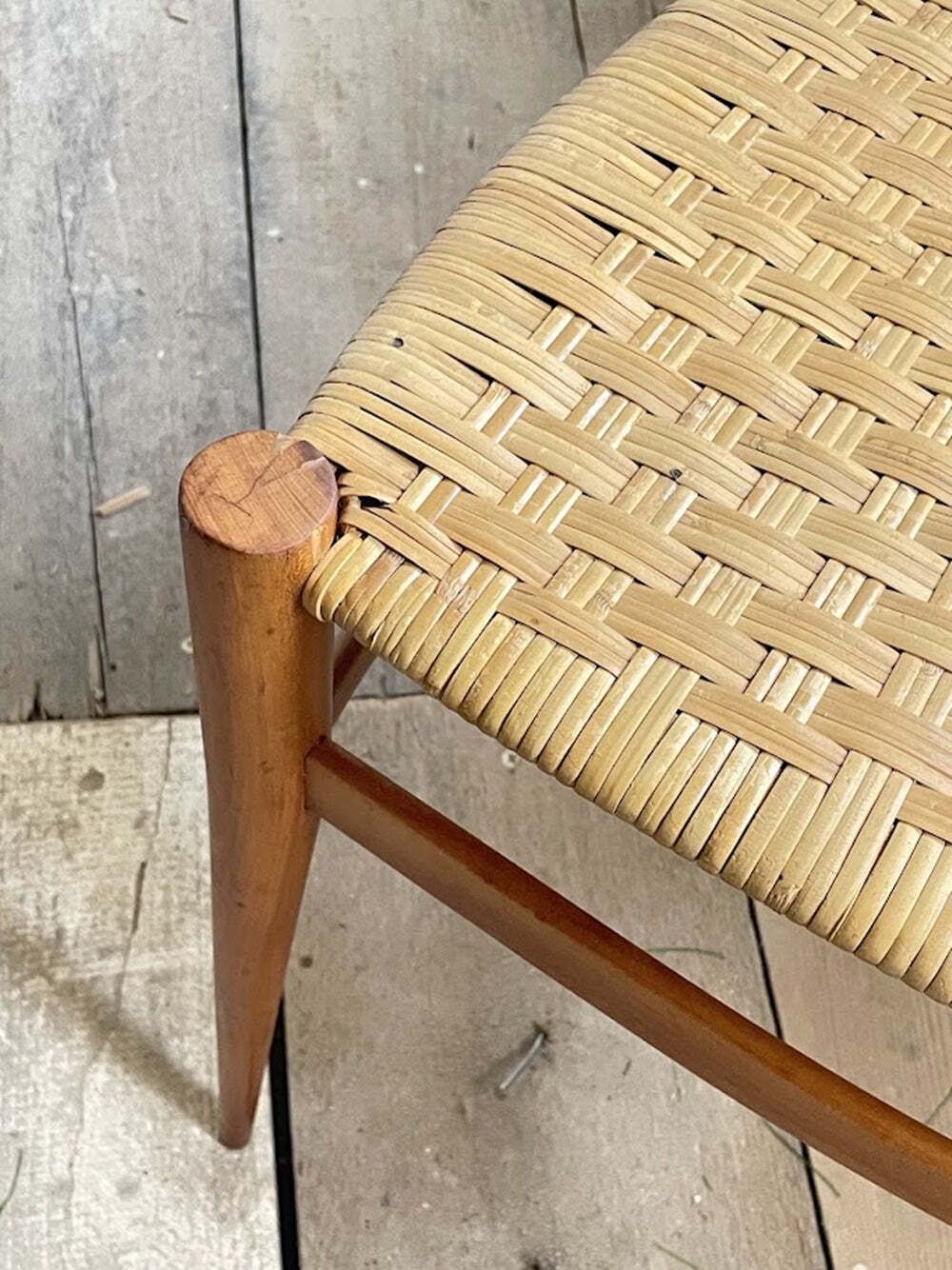 Stel Mid-Century Eetkamerstoelen Met Gevlochten Zitting Door G.B. Marangoni, Italië Jaren 1950 photo vintage