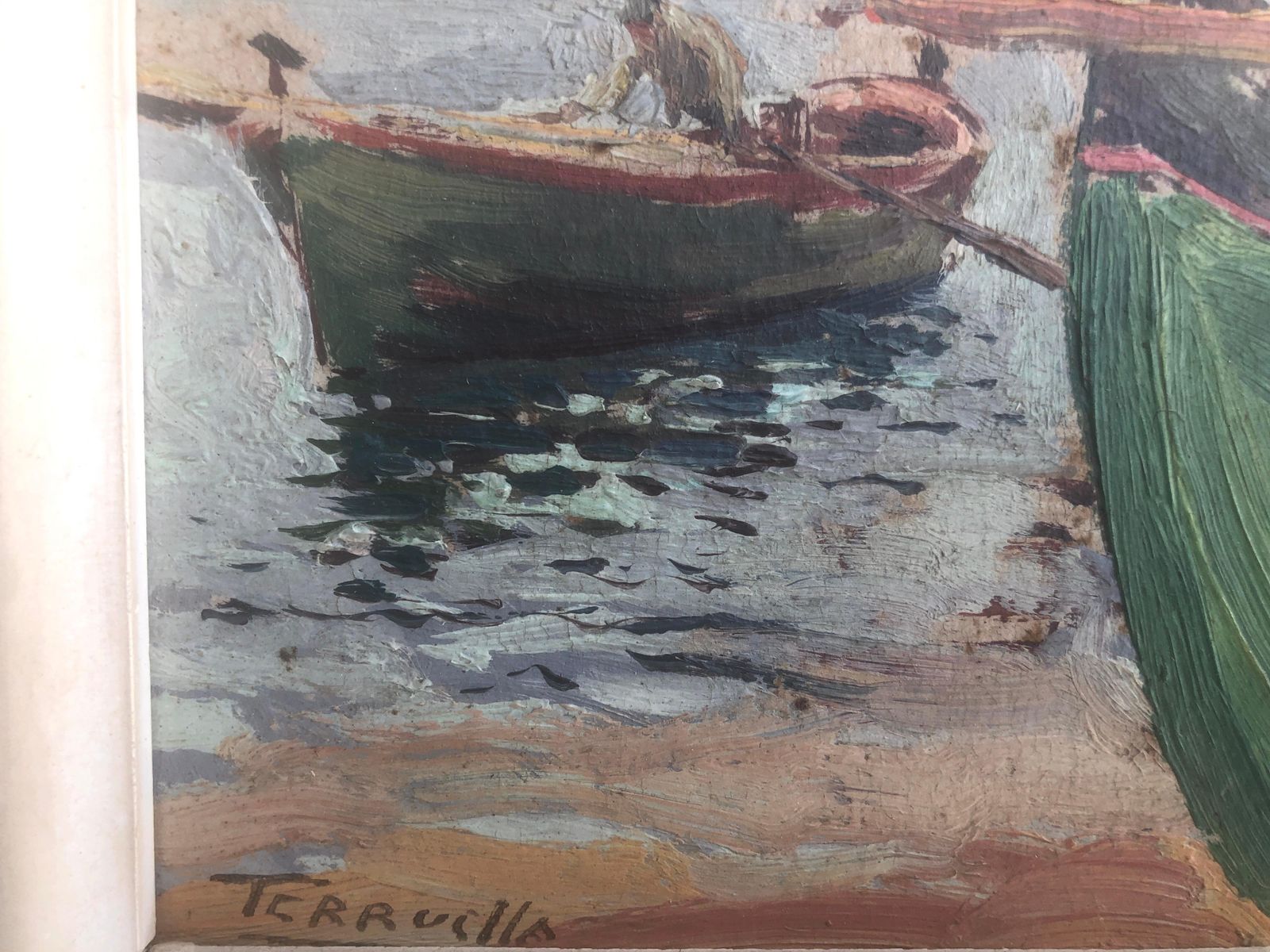 Joaquin Terruella Matilla Mediterranean Fishing Boats Coastal Seascape Impressionist Harbor Marine Oil C.1920 photo Art