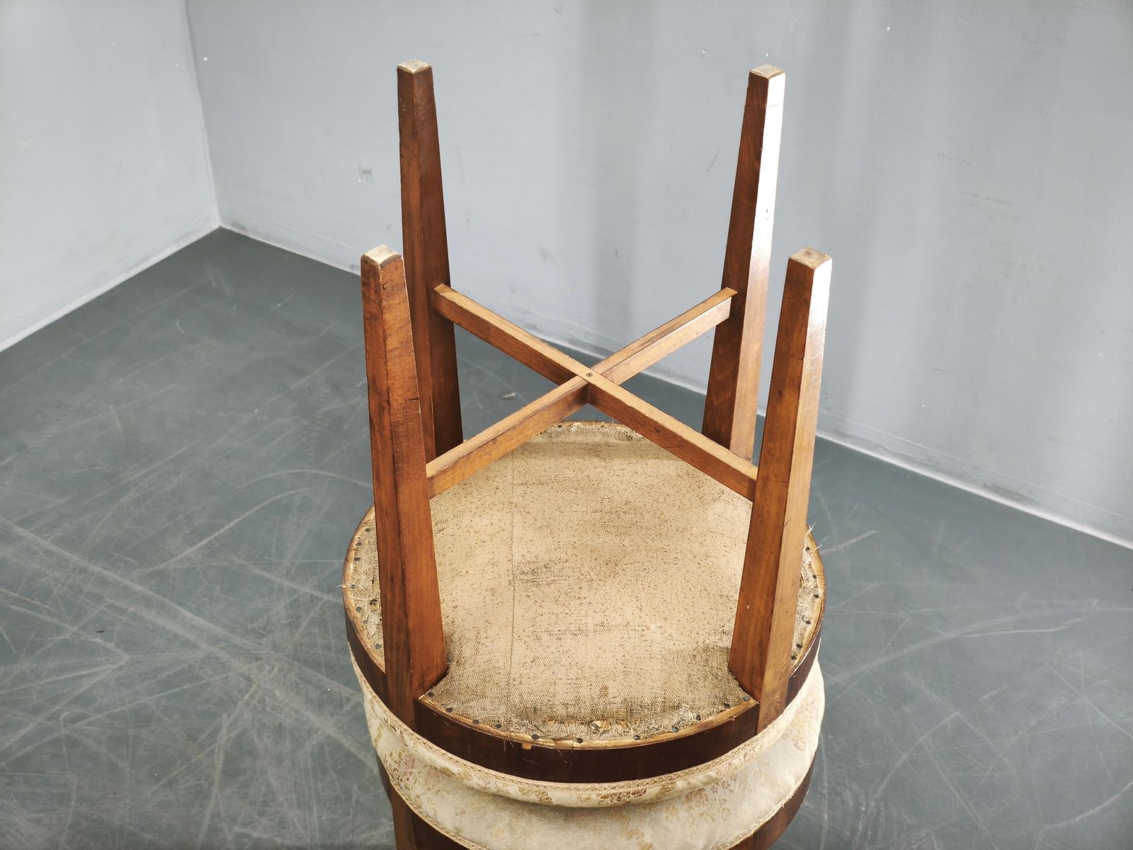 Pair Of Art Deco Walnut And Beech Stools, Czechoslovakia, 1930s photo Furniture