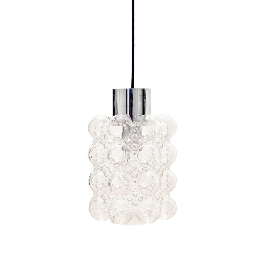 Mid-Century Modern bolle glazen & chromen hanglamp van Helena Tynell voor Limburg, Duitsland, ca. jaren 1960/1970