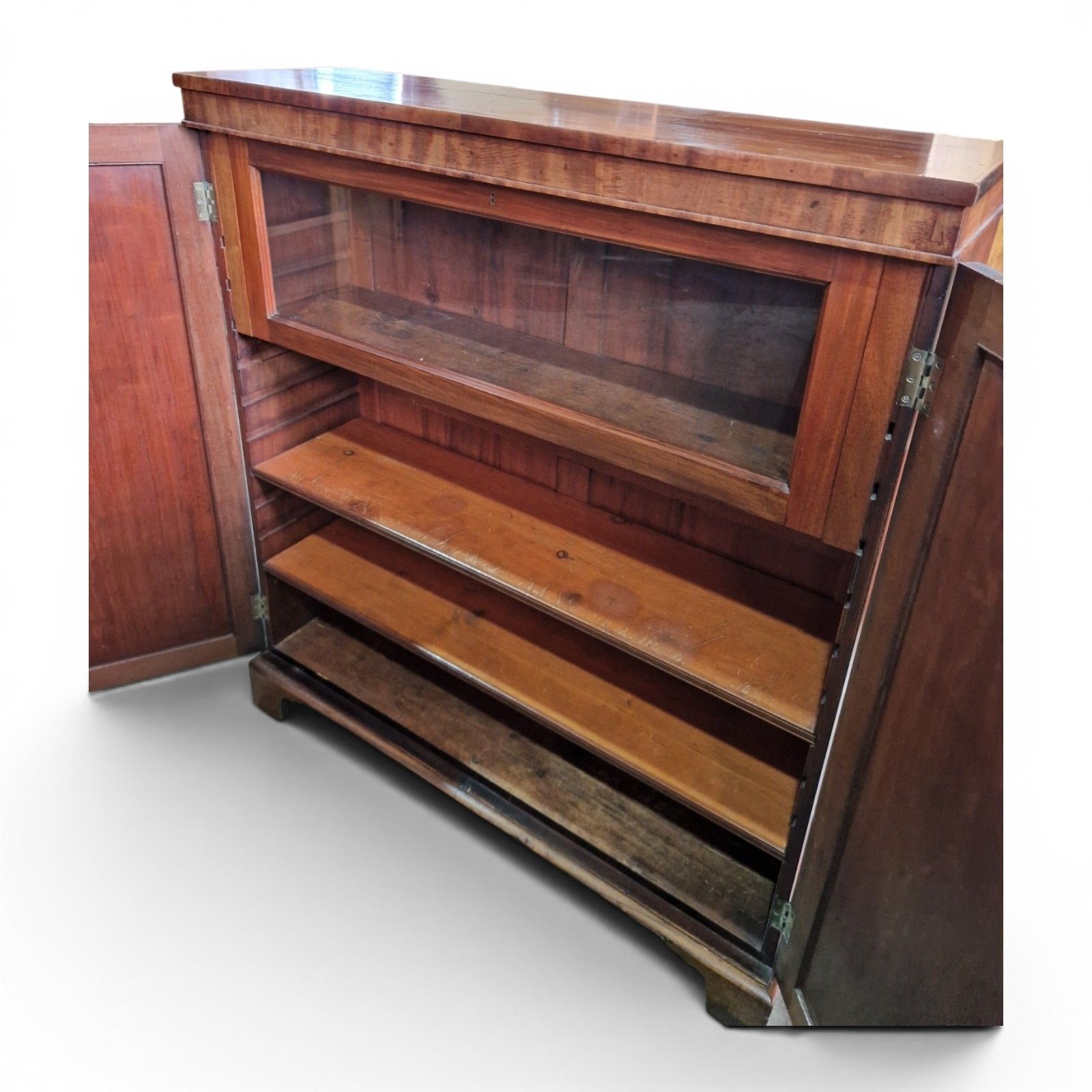 Antique Victorian Mahogany Bookcase Cabinet Cupboard Adjustable Shelves photo for sale