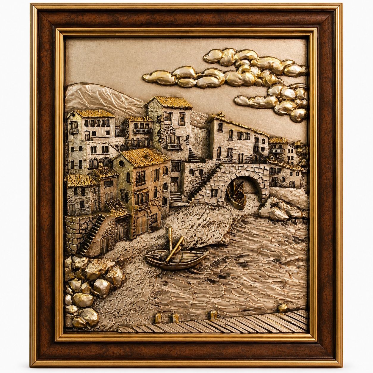Bas-relief en bronze argenté 925 d'Argenteria d'Arte Guerrini, Italie, années 1990 photo Art