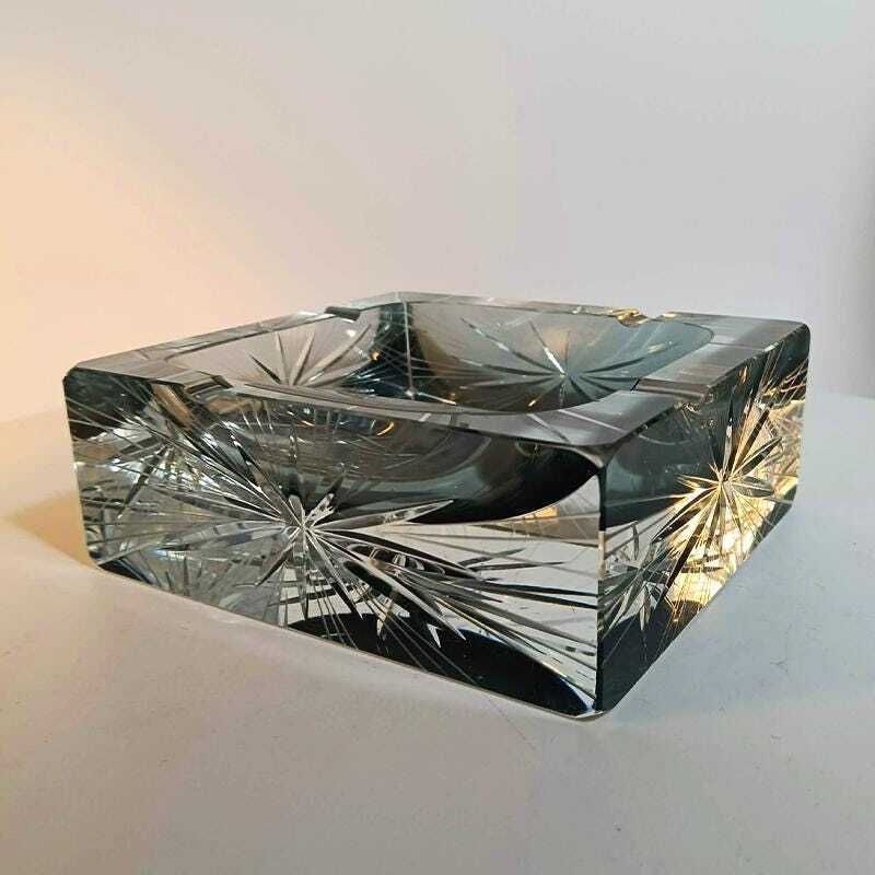 Grand cendrier carré rare en verre de Murano par Mandruzzato, années 1970. 14 cm / 5,51 pouces photo 330.0